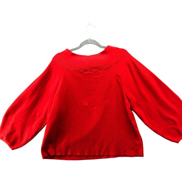 H&M Oversized Red Sweater Womens L Cowl Neck Balloon Sleeve Relaxed With Wool - Picture 2 of 9
